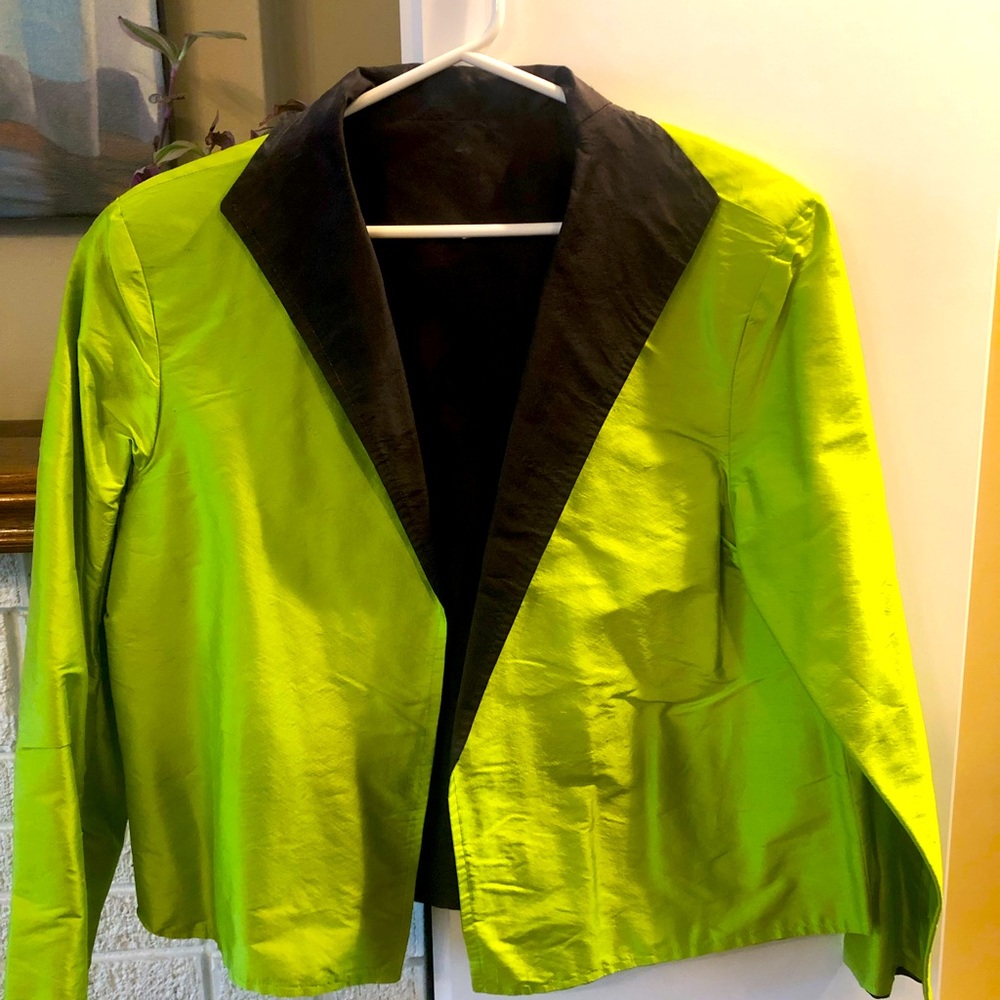 Silk Green and Black Reversible Jacket Size Medium